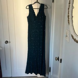 Teal and sequin evening gown. Size 14